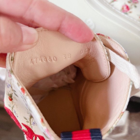 NIB Gucci Blind for Love High Top Sneaker Floral Print Canvas Ivory EU 38 US 8 - Picture 11 of 13